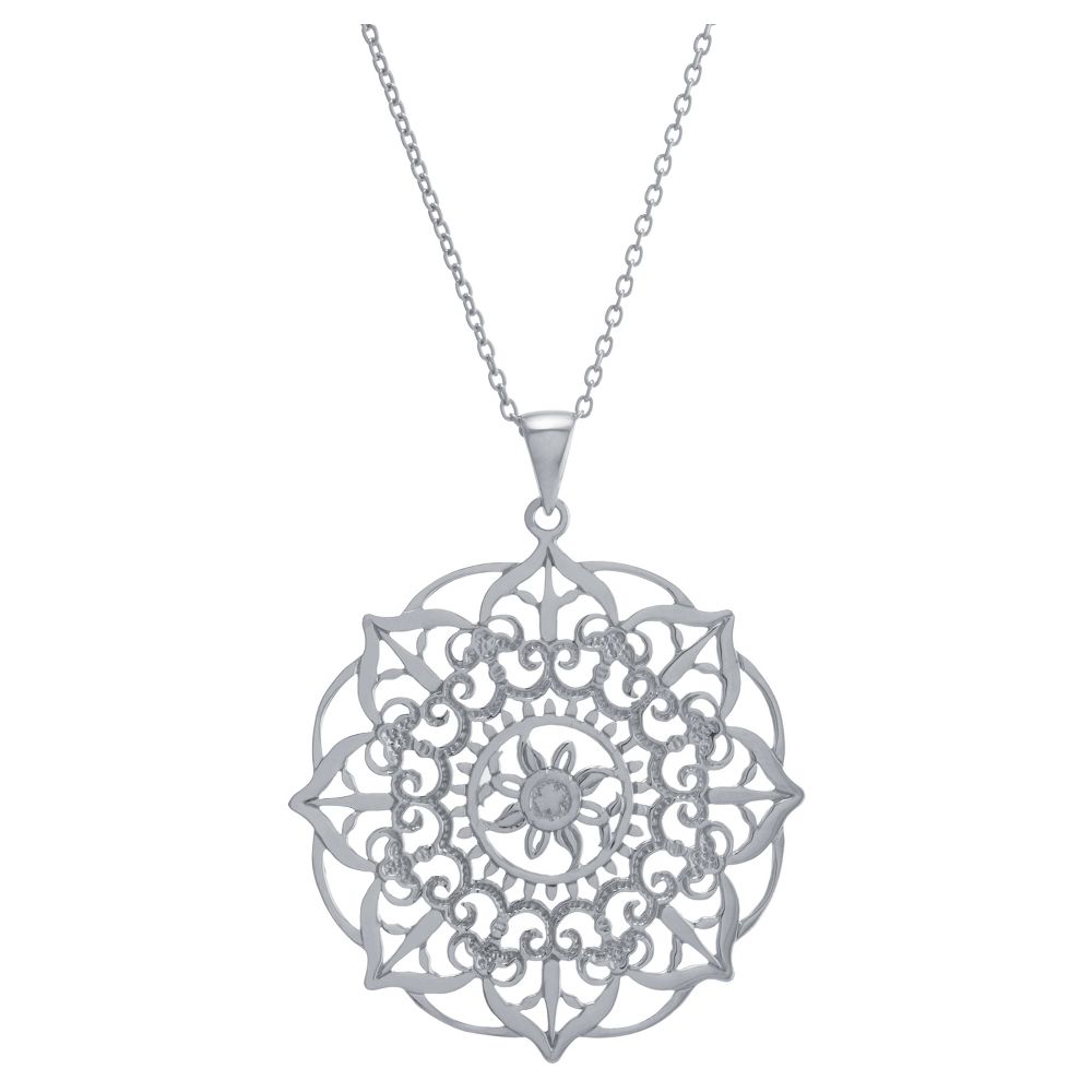 Women's Sterling Silver Large Filigree Flower Pendant Chain Necklace (18"") | Target