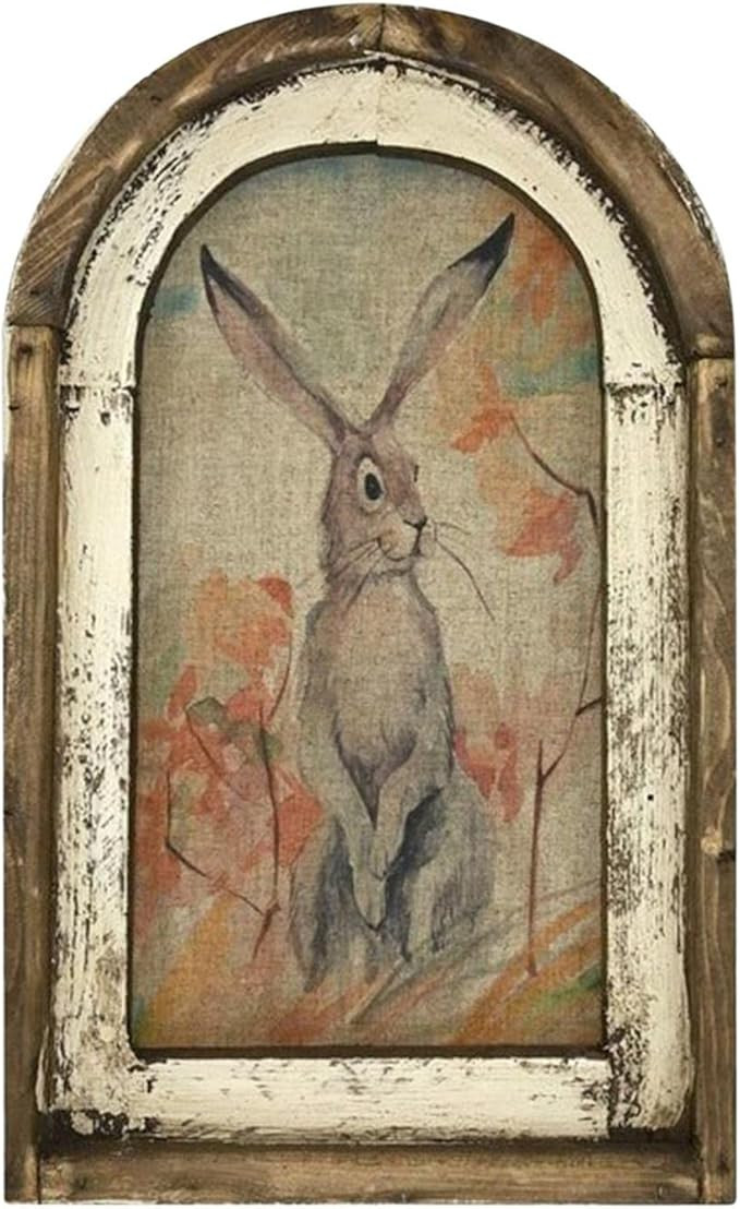 Rabbit Wall Art Rustic Farmhouse Decor, Wooden Vintage Rabbit Poster Wall Decor, 12''x8'' Rabbit ... | Amazon (US)