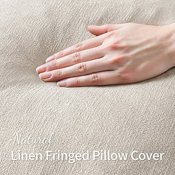 MIULEE Christmas Decorative Throw Pillow Covers Neutral Linen Fringe Throw Pillows Set of 2 Natur... | Amazon (US)