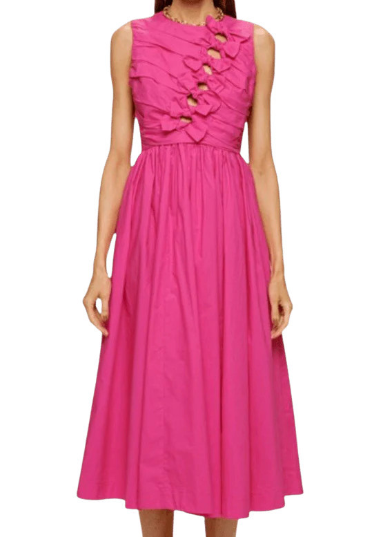 Fuchsia front diagonal bow midi | Mulberry & King