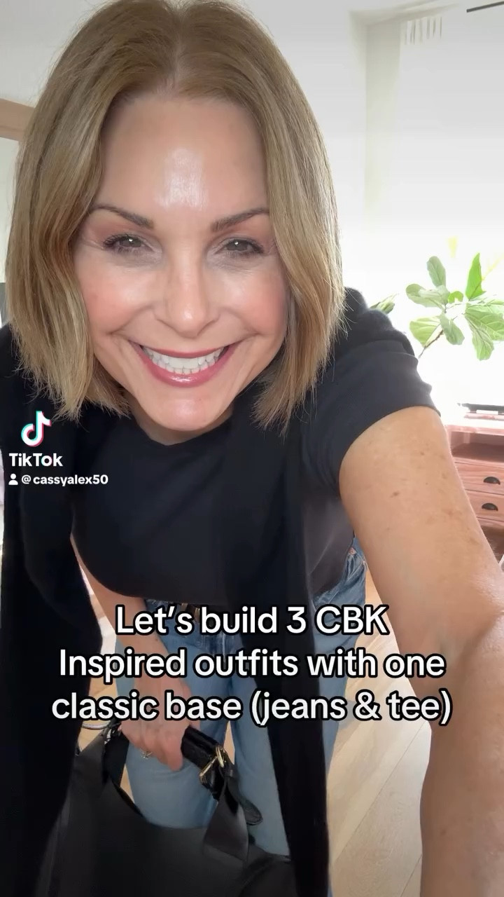 Take one elevated base (a quality tee and pair of jeans) and create 3 CBK (Carolyn Bessette Kennedy) outfits! Linked in my LTK shop and in my stories. OR comment “CBK” & I will send you the link to shop. #cbk #cbkinspired