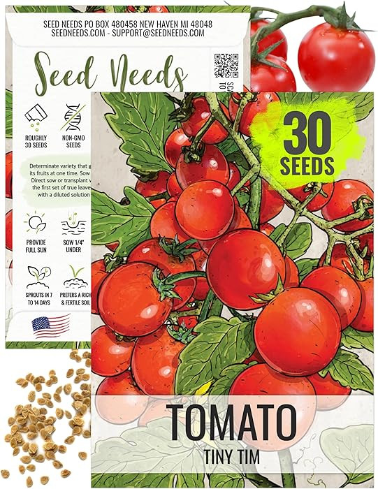 Seed Needs Tiny Tim Tomato Seeds for Planting Dwarf Cherry Tomatoes - Non-GMO Heirloom & Untreate... | Amazon (US)