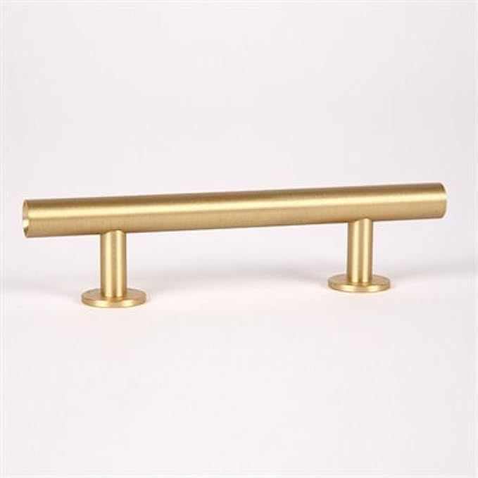 Lew's Hardware [31-112] Solid Brass Cabinet Pull Handle - Round Bar Series - Brushed Brass - 3" C/C  | Amazon (US)