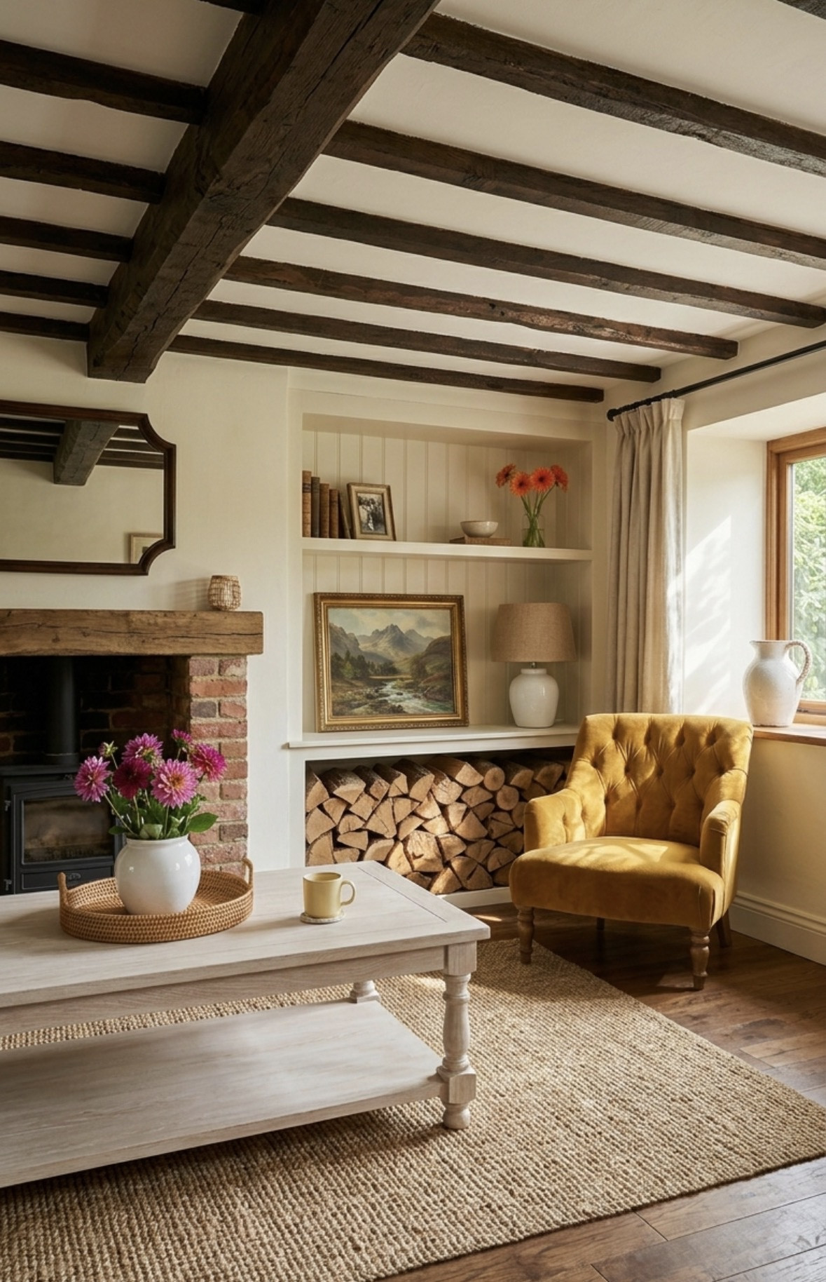 This timeless sitting room is perfect for curling up with a good book by the wood burning fireplace 🤍📚

#LTKHome #LTKSeasonal #LTKSaleAlert