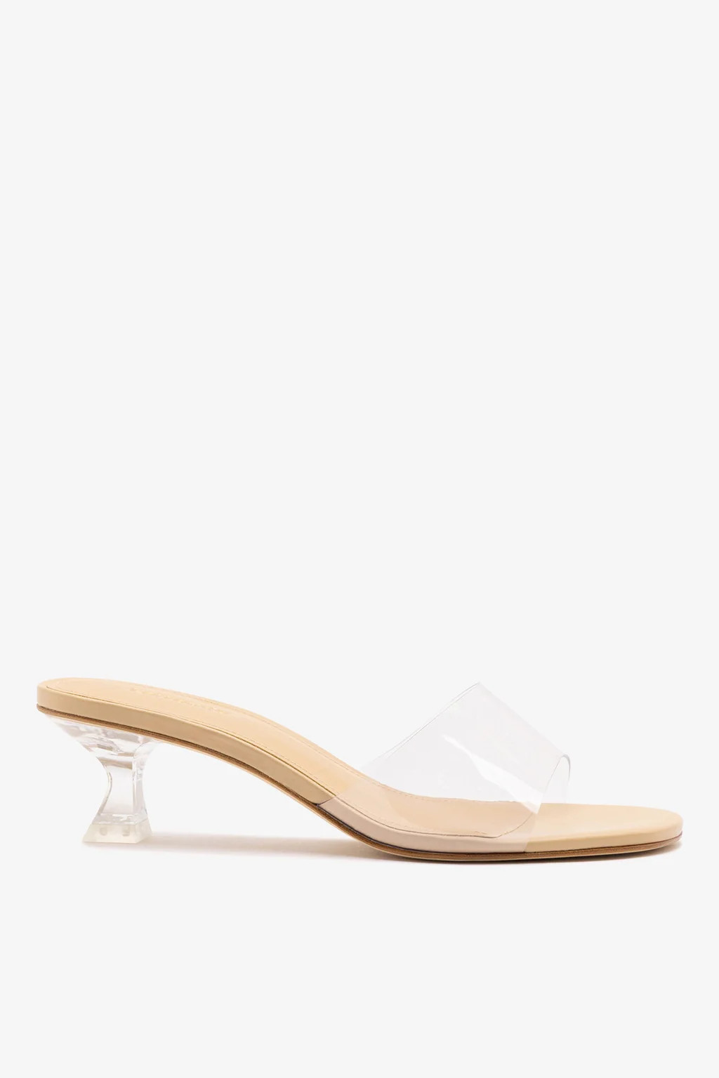 Vivi Lucite Clear Mule Sand Leather | Larroude