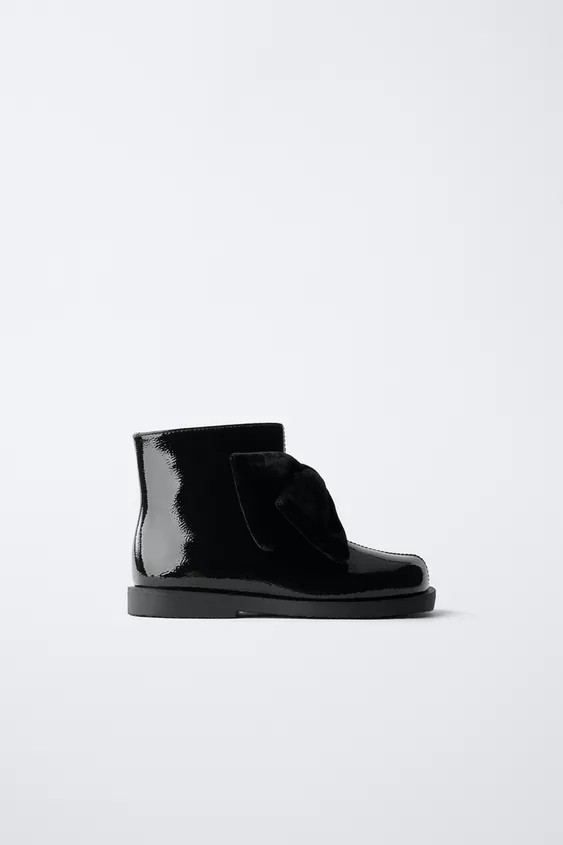 PATENT FINISH BOW BOOTS | Zara US