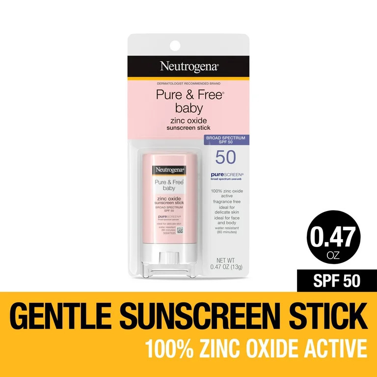 Neutrogena Pure & Free Baby Mineral Sunscreen Stick, SPF 50, 0.47 oz | Walmart (US)