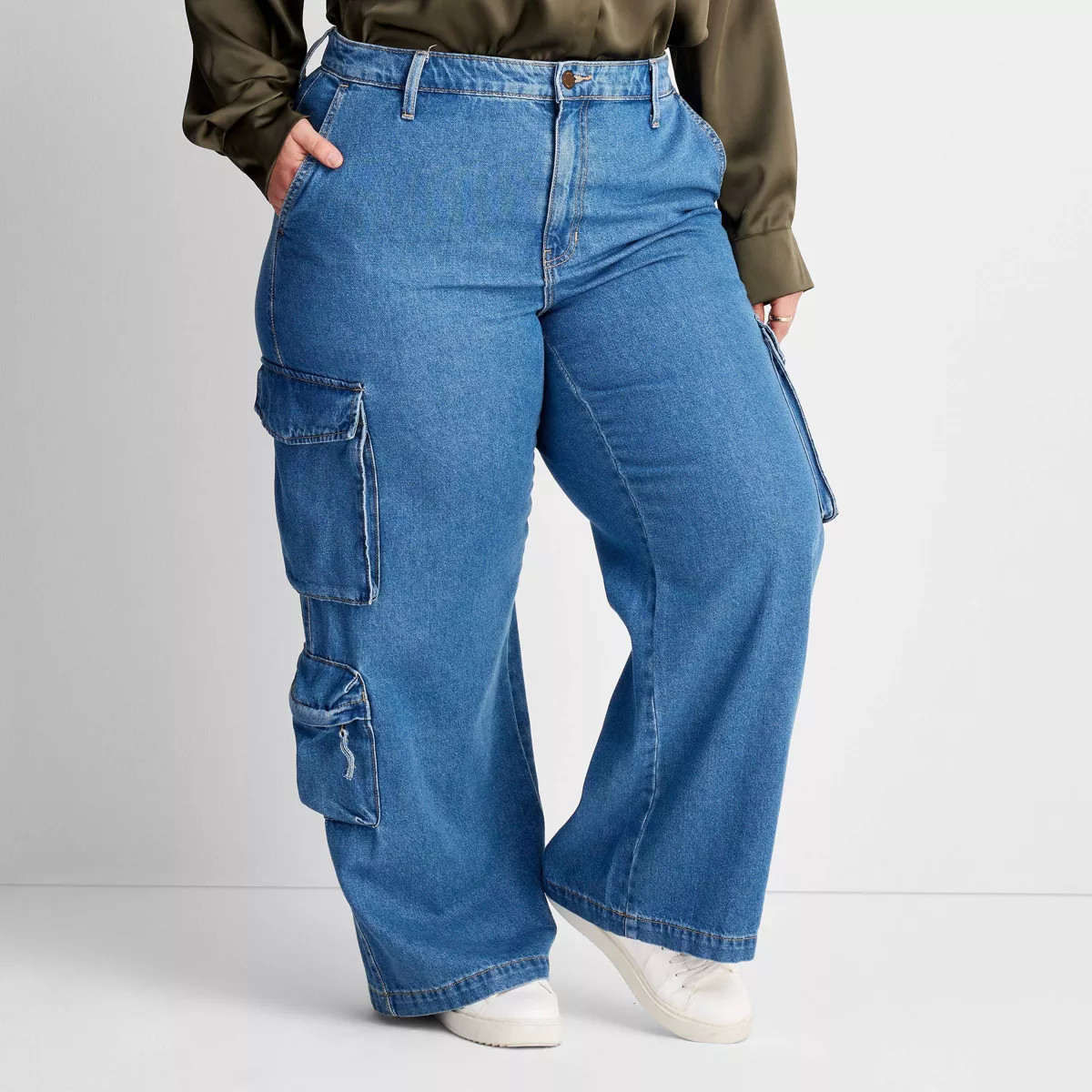 Women's High-Rise Wide Leg Denim Cargo Pants - Universal Thread™ | Target