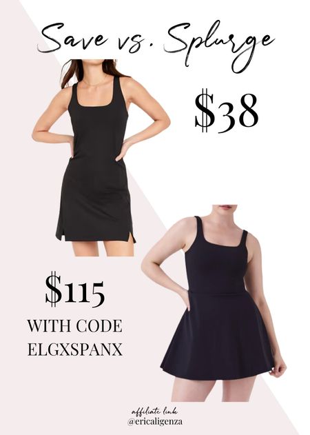 Save vs splurge! Black athletic dress for old navy on sale for $37 vs spanx dress for $115 with code ELGXSPANX

Athletic dress // active dress // athleisure 

#LTKsalealert #LTKfindsunder50 #LTKfitness