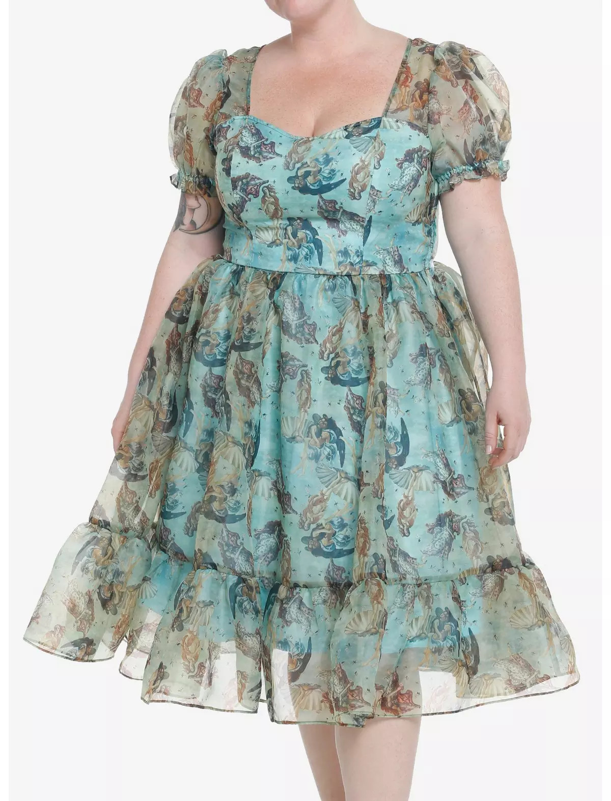 Thorn & Fable The Birth Of Venus Mesh Puff Sleeve Dress Plus Size | Hot Topic | Hot Topic