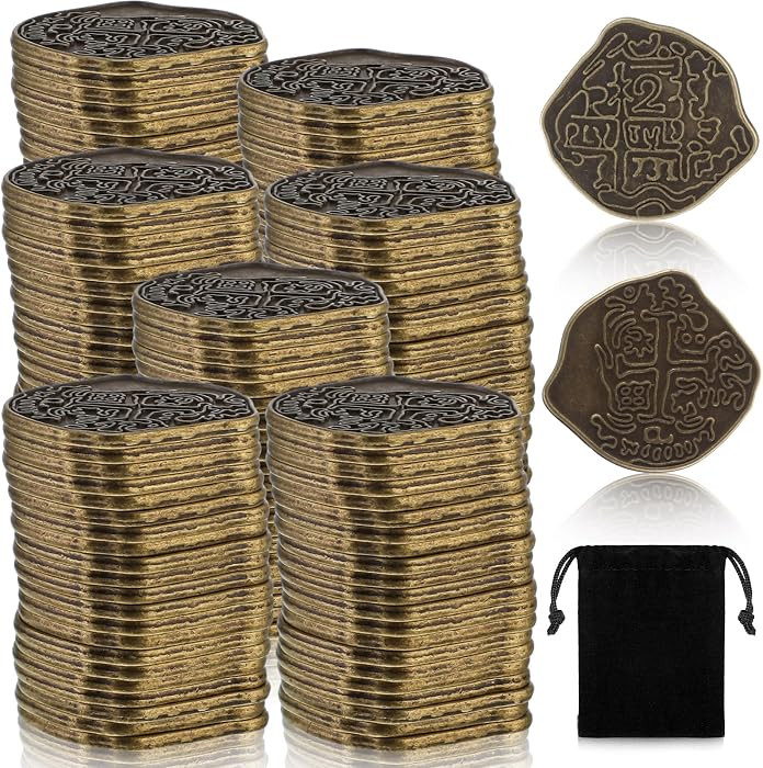 Hanaive 100 Pcs Metal Pirate Coins Treasure Chest Spanish Doubloon Fake Coins Tokens for Kids Boa... | Amazon (US)