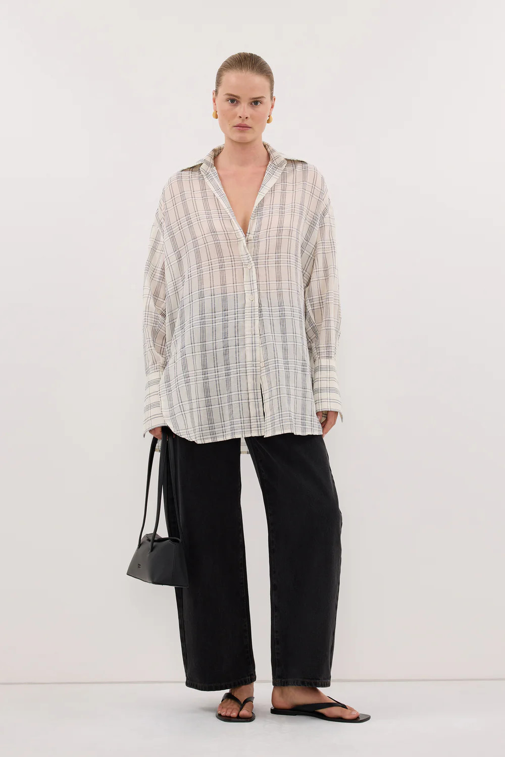 PETRA OFF WHITE CHECK SHIRT | DISSH