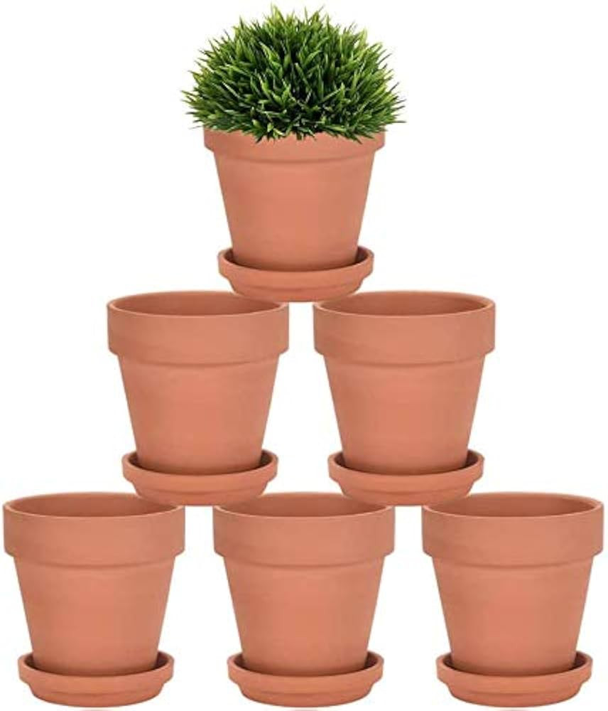 Riseuvo 5 Inch Terra Cotta Pots with Saucer - 6 Pack Clay Flower Pots with Drainage, Great for Pl... | Amazon (US)