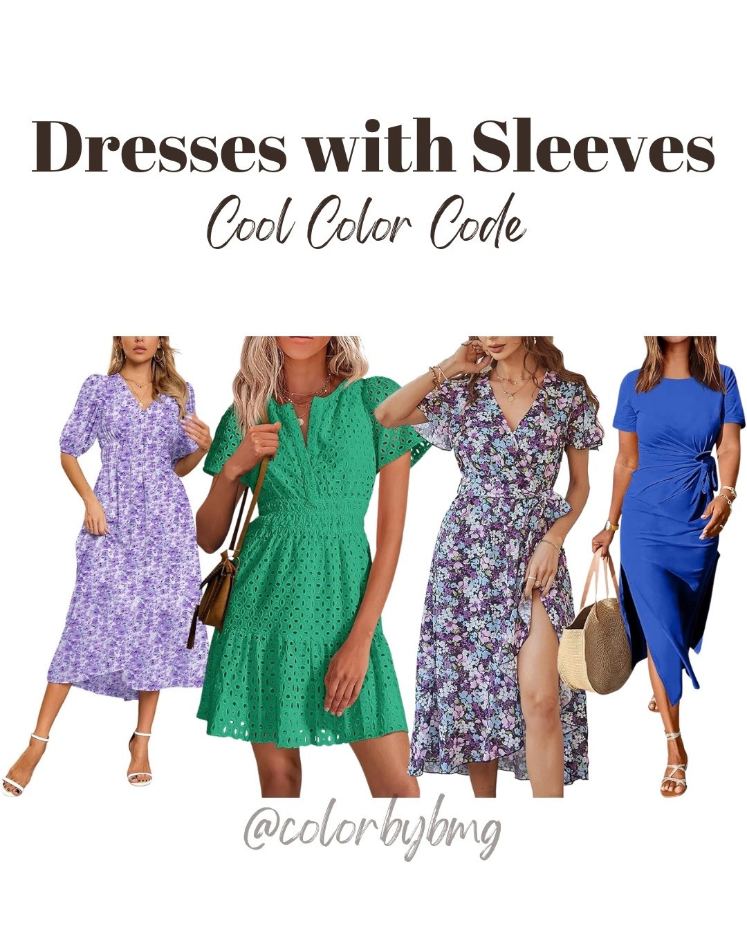Cool Color Code Dresses
Colors:
1. Purple-b
2. Green
3. Purple Flora
4. Royal Blue

Cool Winter 
Cool Summerr

