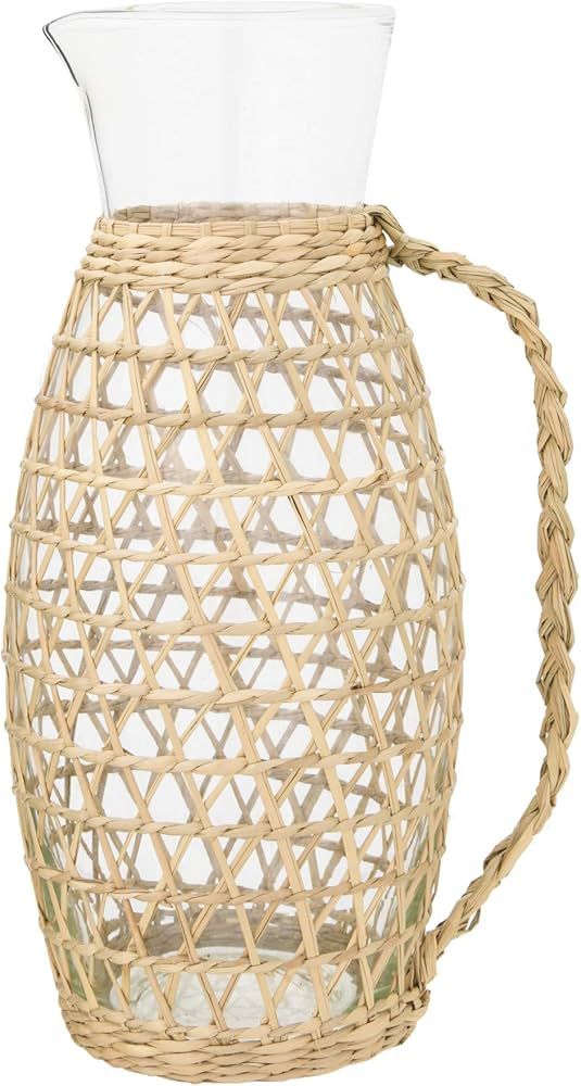 Creative Co-Op 64 oz. Glass Seagrass Weave Jacket & Handle Pitcher, Tan | Amazon (US)