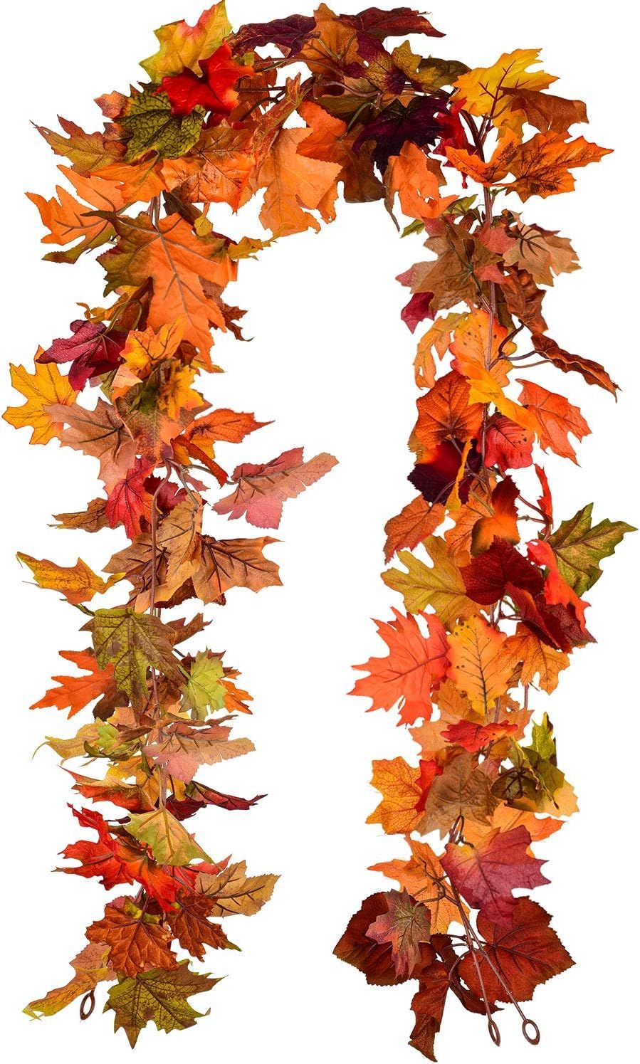 Amazon.com: Lvydec 2 Pack Fall Maple Garland - 5.9ft/Piece Artificial Fall Foliage Garland Colorf... | Amazon (US)