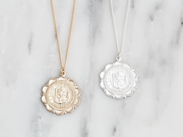 Gold Filled St Christopher Necklace / Traveler's Necklace / Gold Medallion Necklace / Sterling Coin  | Etsy (US)
