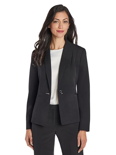 Kasper Womens 1 Button Seamed Jacket Blazer, Black, 18 US | Amazon (US)