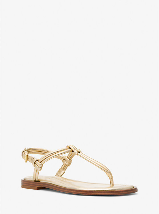Astra Metallic Leather T-Strap Sandal | Michael Kors US
