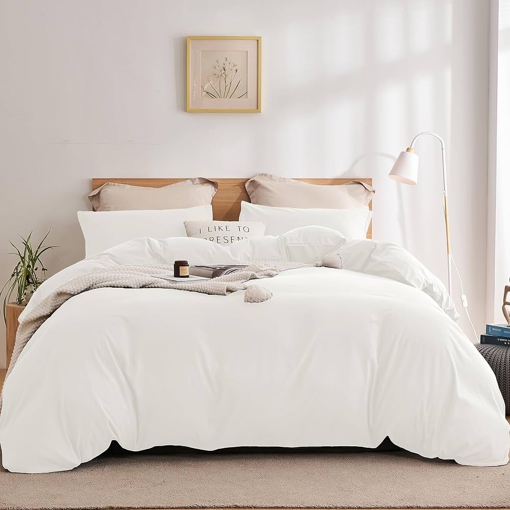 KINMEROOM Ivory White Duvet Cover King Size- Soft & Breathable Bedding Duvet Cover Set with Zippe... | Amazon (US)