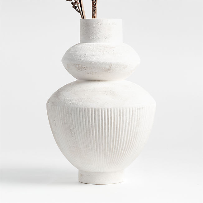 Les Crêtes White Textured Vase 18" by Athena Calderone + Reviews | Crate & Barrel | Crate & Barrel