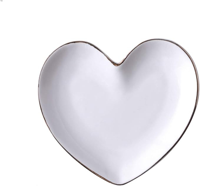 BIHOIB Ceramic Love Jewelry Tray Small Trinket Dish for Rings Earrings and Necklace, White Decora... | Amazon (US)
