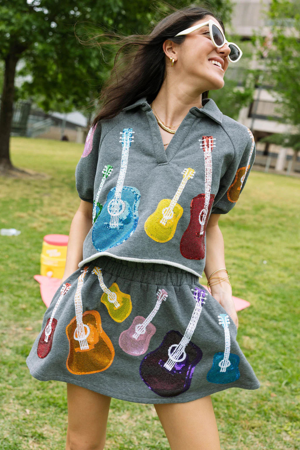 Charcoal & Rainbow Guitar Skort | Queen of Sparkles