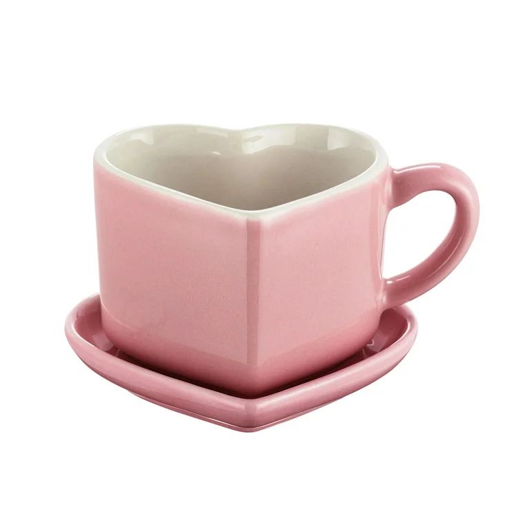 Miss Valentine Ceramic Candy Heart Pink Mug  Saucer | Walmart (US)