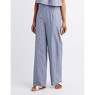 Striped High-Rise Palazzo Pants | Charlotte Russe
