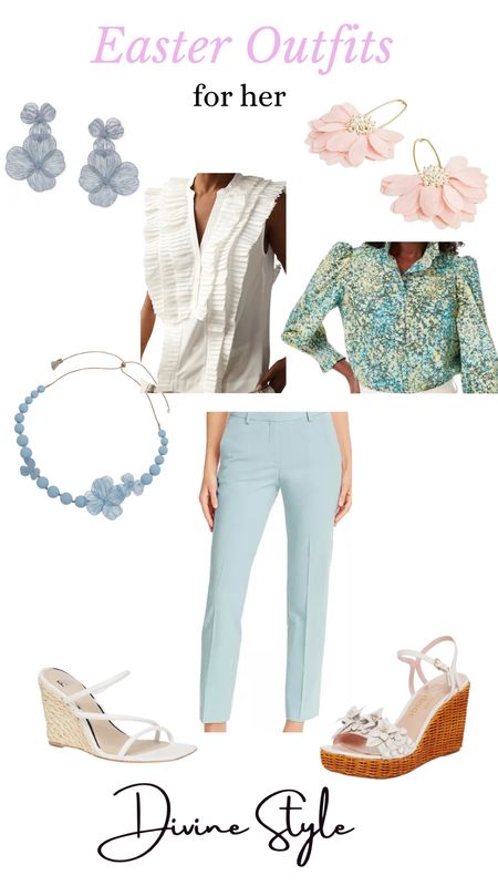 Easter and spring outfits with fun spring color pants + tops and jewelry, perfect to wear for Easter or any spring events.

#LTKshoecrush #LTKSeasonal
