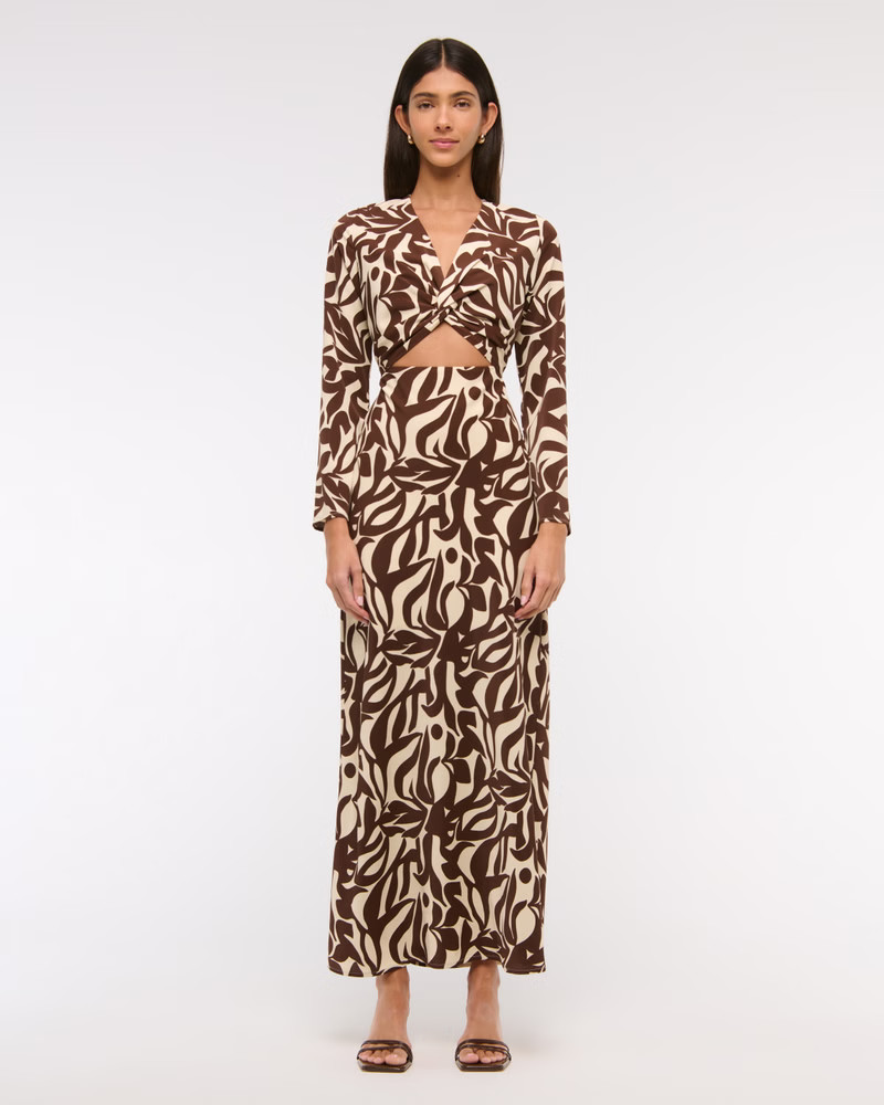 Women's Long-Sleeve Twist-Front Maxi Dress | Women's Dresses & Jumpsuits | Abercrombie.com | Abercrombie & Fitch (US)