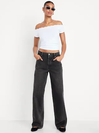 Mid-Rise Slouchy Wide-Leg Jeans | Old Navy (CA)