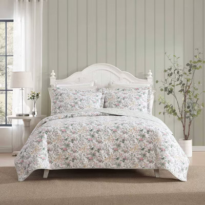 Laura Ashley 2pc Twin Bramble Floral Quilt Bedding Set Pink | Target