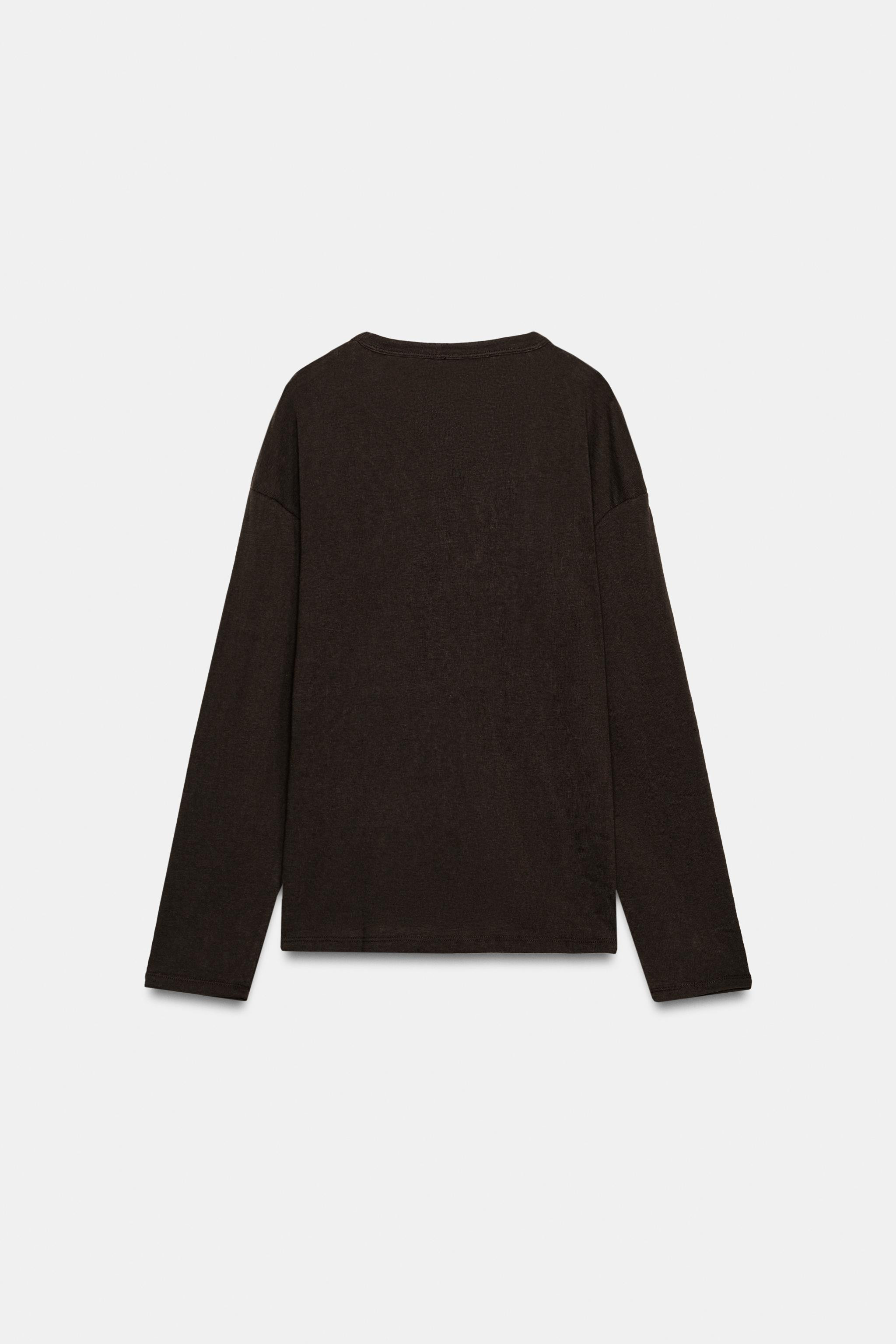 RUSTIC LONG SLEEVE T-SHIRT | Zara UK