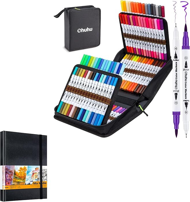 Ohuhu Coloring Markers 100 Colors & Mix Media Pad | Amazon (US)