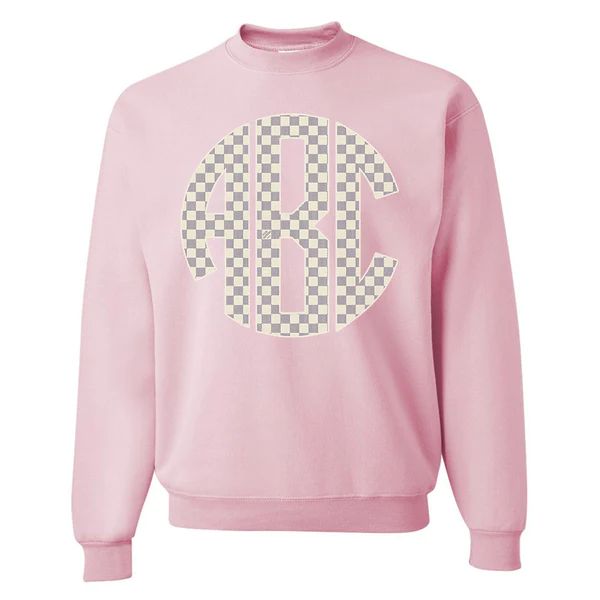 Monogrammed 'Designer Check Pattern' Big Print Crewneck Sweatshirt | United Monograms