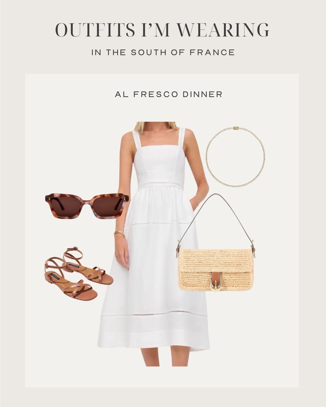 South of France outfit for an al fresco dinner 

Outdoor dinner style 
Summer evening dining 
Under-the-stars dining 
Wrap sandals 
South of France outfit idea 
EuroSummer

#LTKSeasonal #LTKOver40