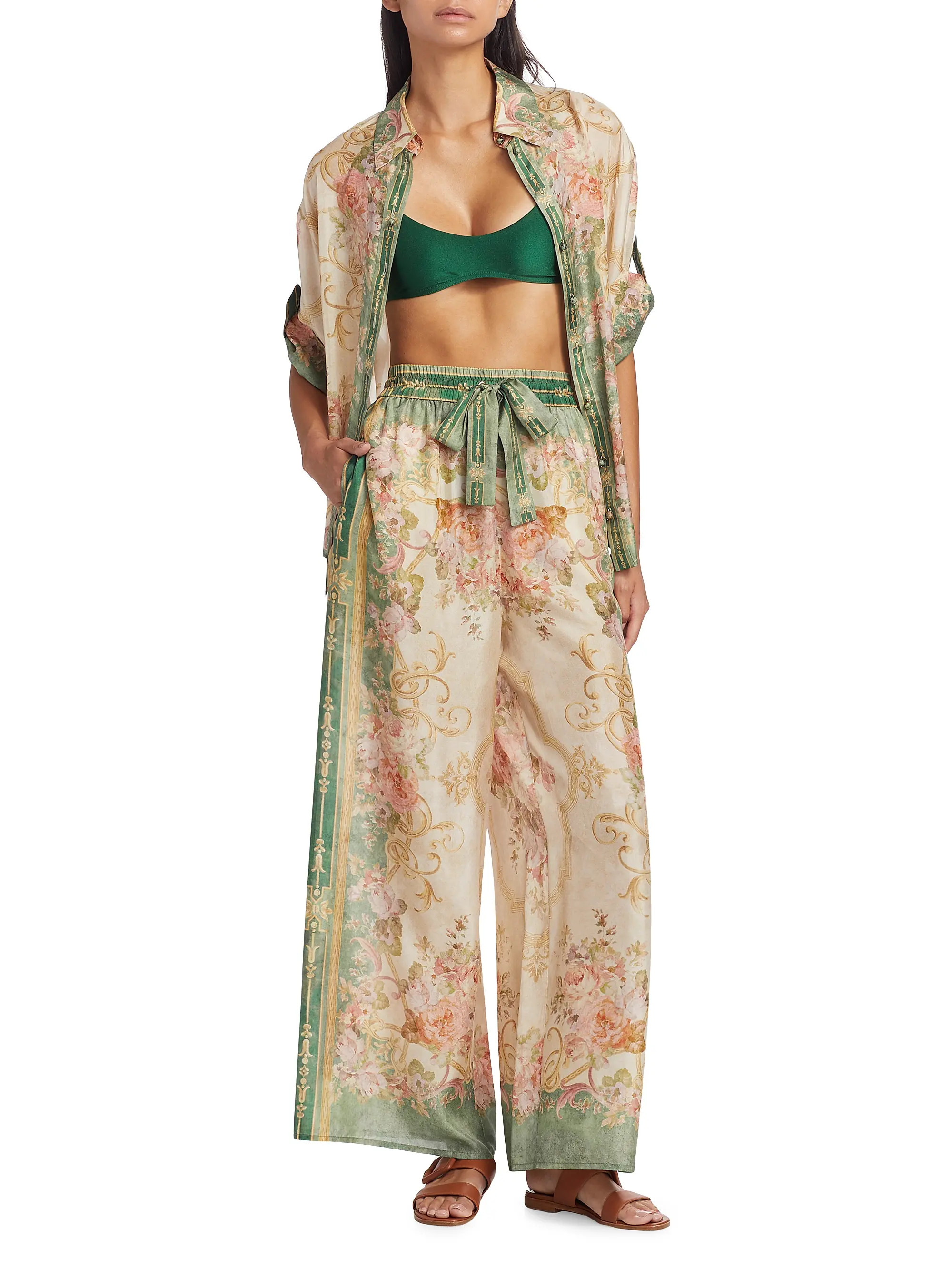 August Printed Silk Wide-Leg Pants | Saks Fifth Avenue