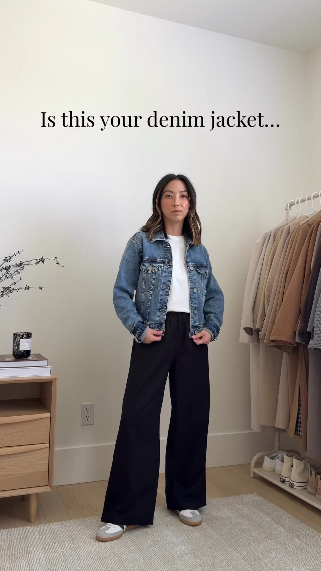 A fitted, stretch denim jacket instantly dates your outfit. If you’re ready to update it, here’s what to look for:

- a drop shoulder
- more boxy than long
- roomy in the arms
- no stretch