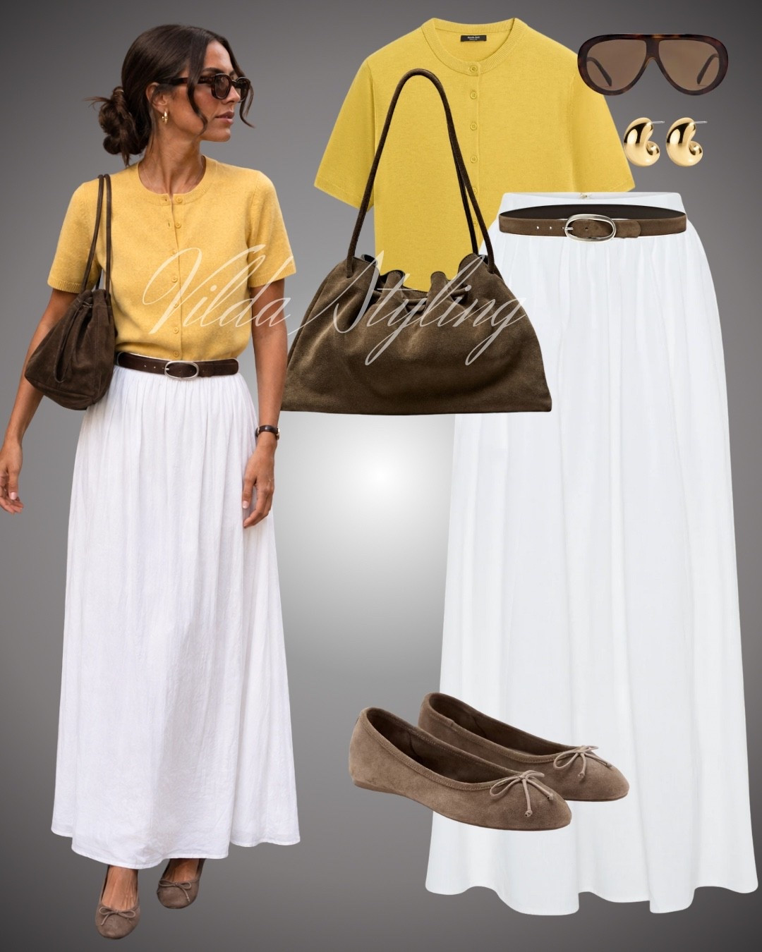 Sunny yellow meets crisp white 💛🤍 An effortlessly chic summer look finished with warm brown accessories and timeless ballet flats. Perfect for everyday elegance. ✨

#LTKsummer #LTKstyletip #LTKFashionMonth