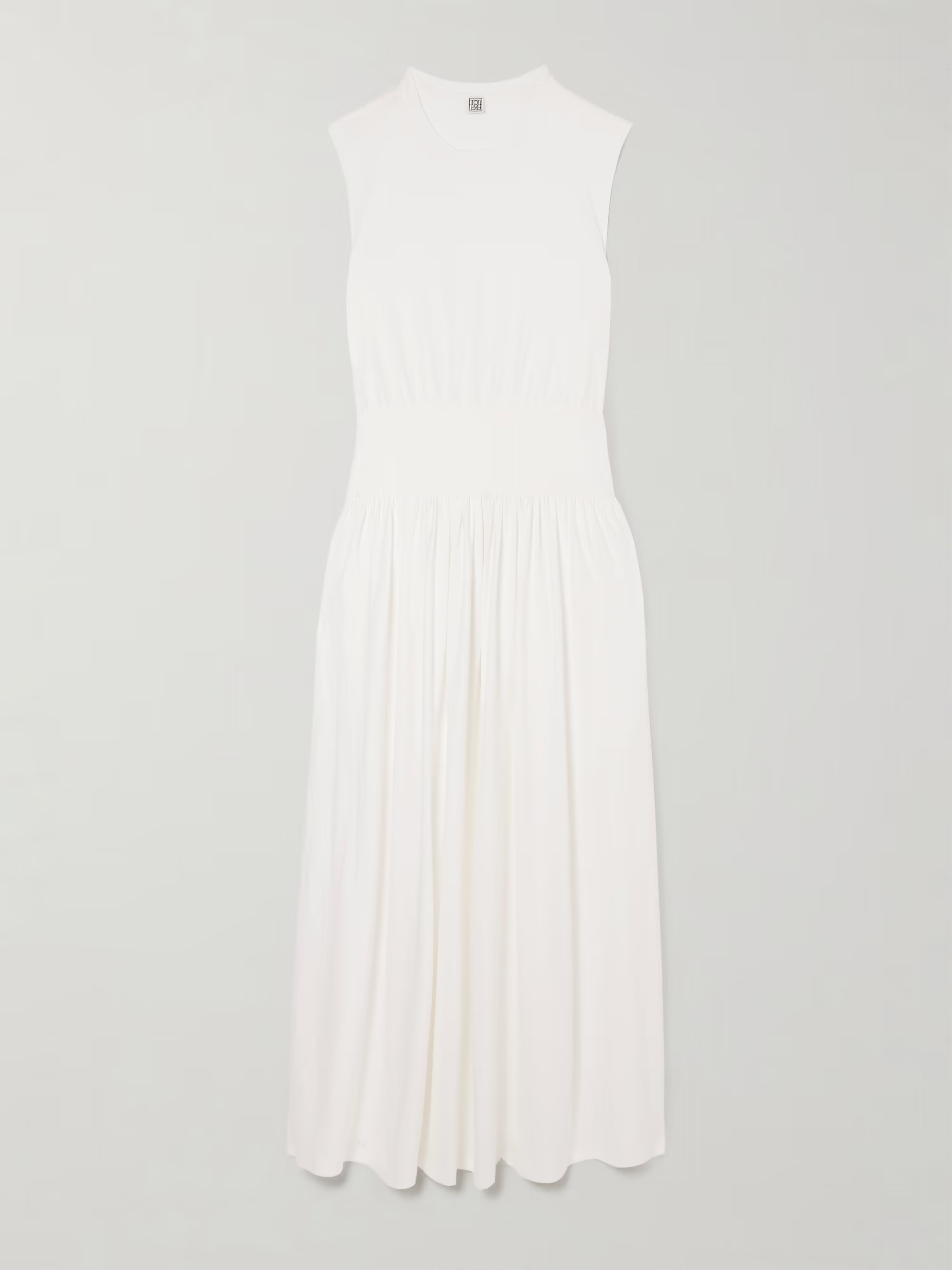 Pleated organic cotton-jersey midi dress | NET-A-PORTER (UK & EU)
