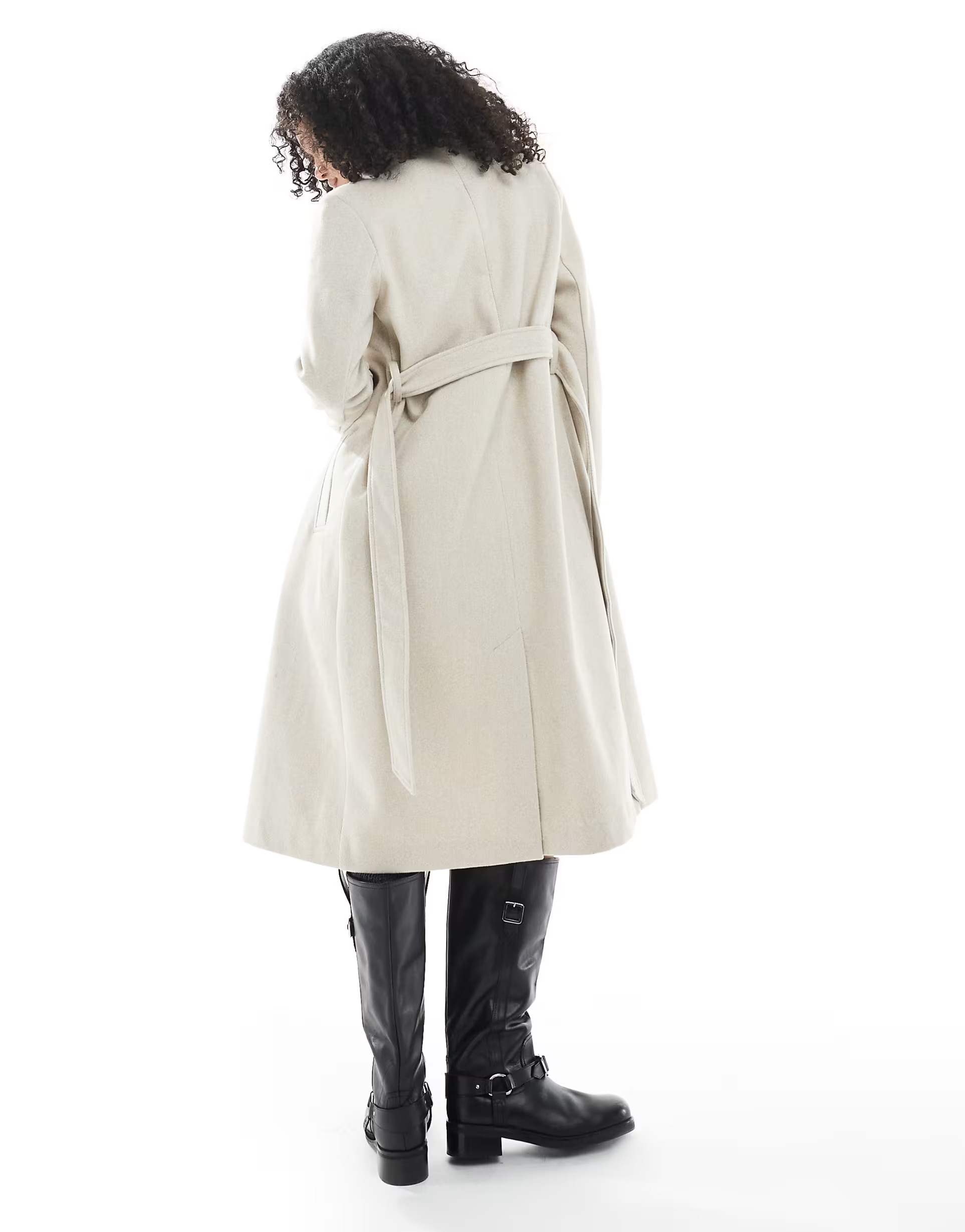 New Look longline belted coat in cream | ASOS | ASOS (Global)