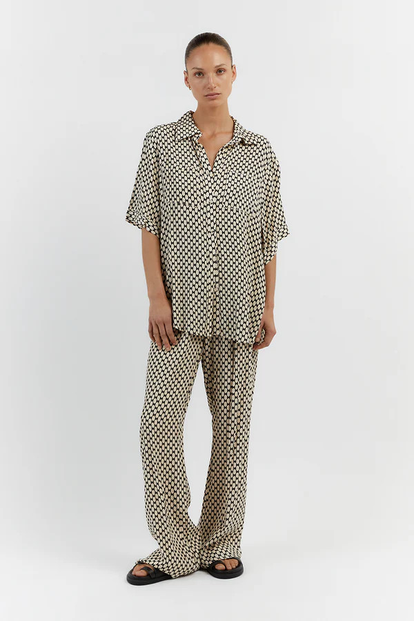 MAE BLACK/CREAM GEO VACATION SHIRT | DISSH