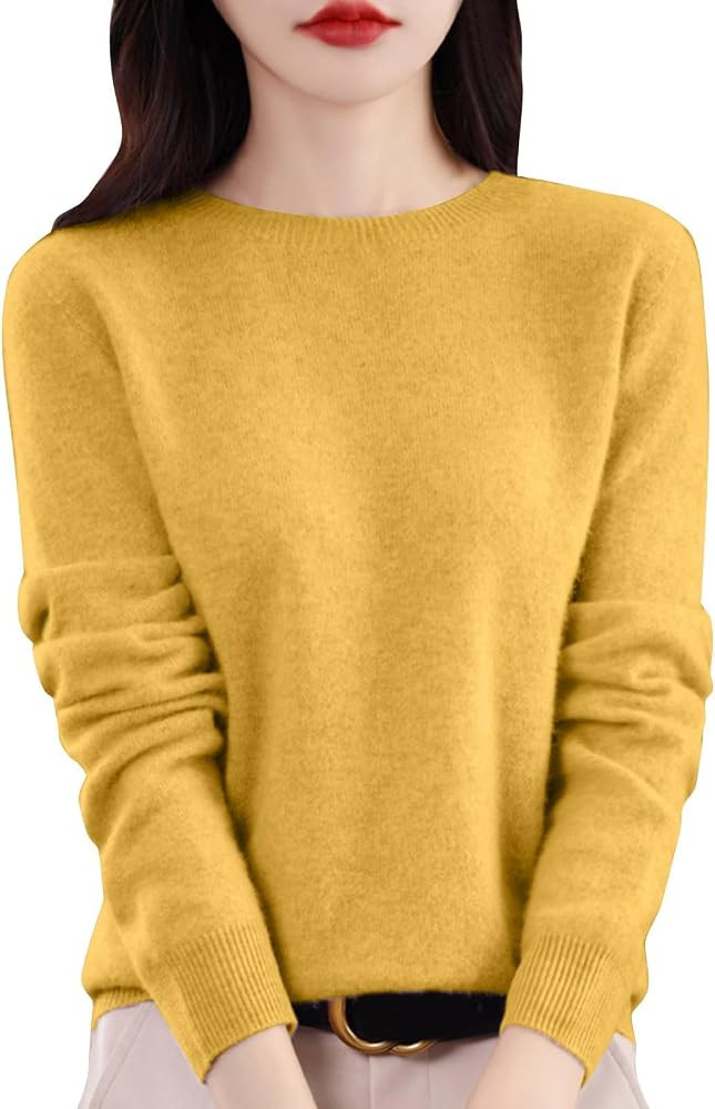 Cashmere Sweaters for Women Comfort Pullover Fall Winter Casual Crewneck Sweater Dressy Long Slee... | Amazon (US)