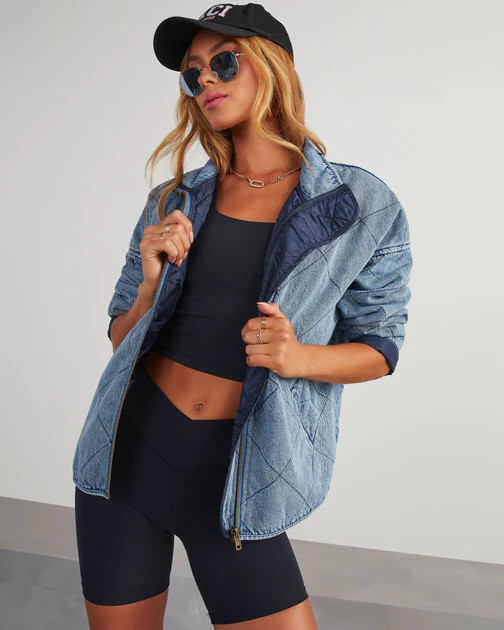 Xander Quilted Denim Jacket - Medium Wash | VICI