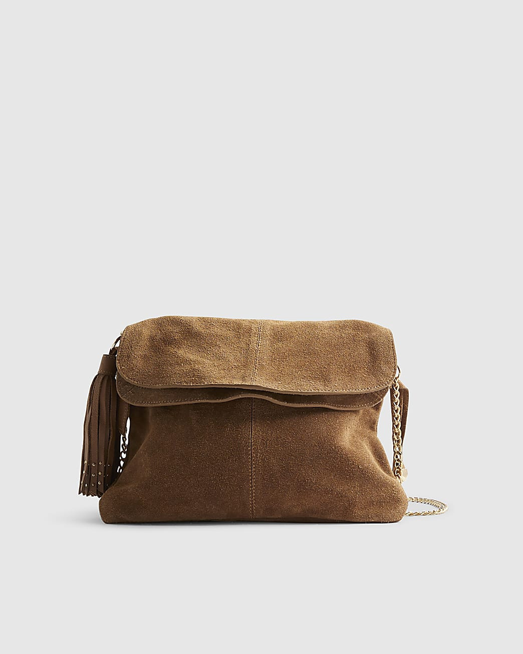 Brown Suede Tassel Chain Shoulder Bag | River Island UK & IE