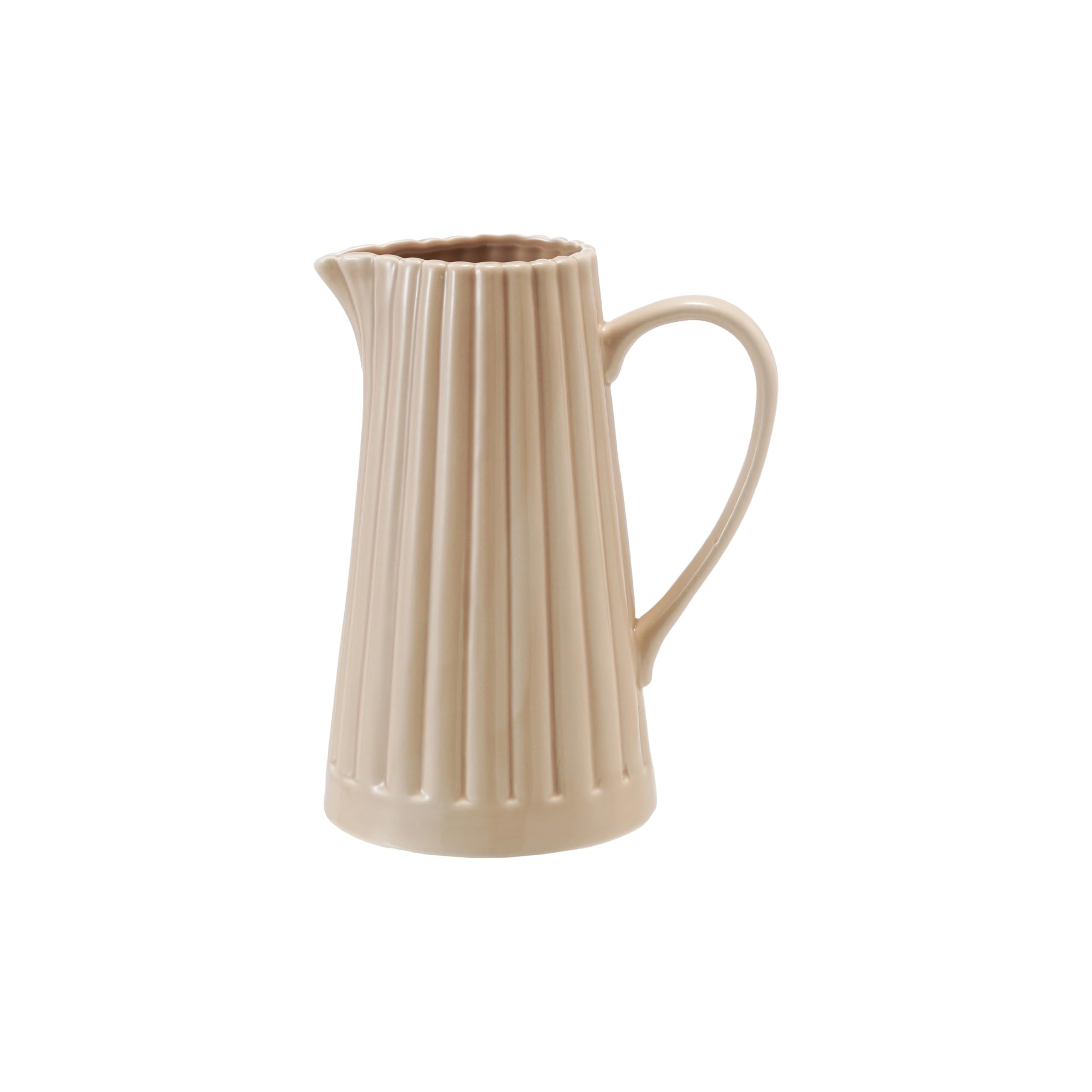 Creative Co-Op 40-Ounce Stoneware Ribbed Pitcher with Reactive Glaze, Cream | Amazon (US)
