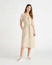 100% European Linen Button Front Dress | Quince