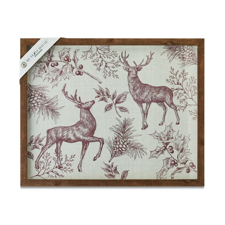 My Texas House Red Reindeer Framed Canvas Under Glass Christmas Wall Art, 16 in x 20 in | Walmart (US)