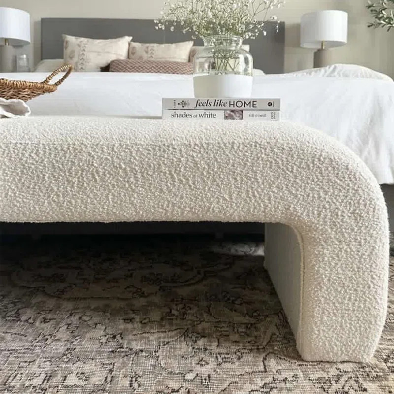 Armelia Boucle Upholstered Waterfall Bench | Wayfair North America